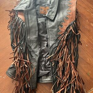 Antelope Leather Jacket with Black and Brown Fringe